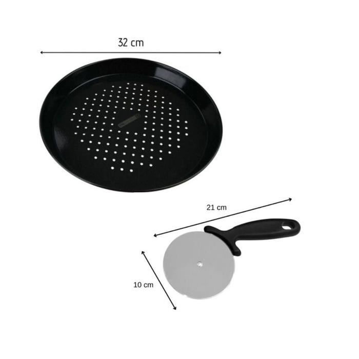 Fackelmann Profesional Ensemble plaque à pizza perforée et roulette 32 cm Fackelmann Profesional Ensemble plaque à pizza perforée et roulette 32 cm