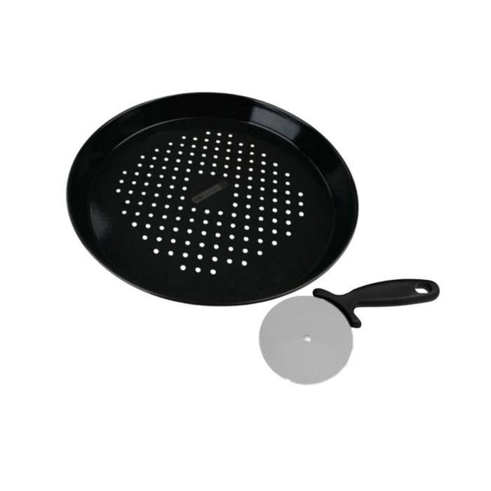 Fackelmann Profesional Ensemble plaque à pizza perforée et roulette 32 cm Fackelmann Profesional Ensemble plaque à pizza perforée et roulette 32 cm