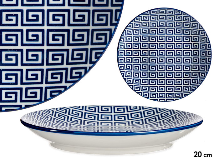 Vessia Assiette à Dessert Géométrique 20 cm Bleu Porcelaine (Set de 24) Vessia Assiette à Dessert Géométrique 20 cm Bleu Porcelaine (Set de 24)