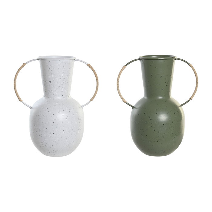Vase DKD Home Decor 20 x 13 x 24 cm Métal Terre cuite Blanc Vert (2 Unités) Vase DKD Home Decor 20 x 13 x 24 cm Métal Terre cuite Blanc Vert (2 Unités)