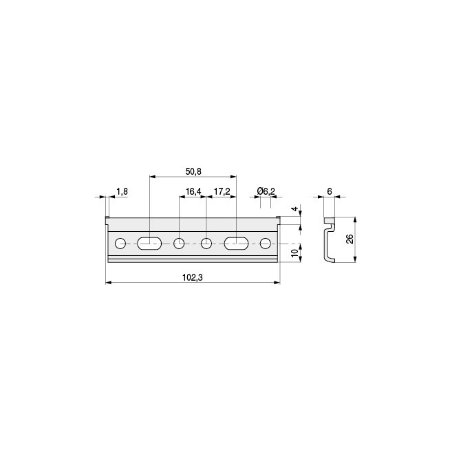 CAMAR - Plaque de fixation murale avec butée anti-déclipsage pour panneaux suspendus, système réglable, dimensions 100x26, zincée