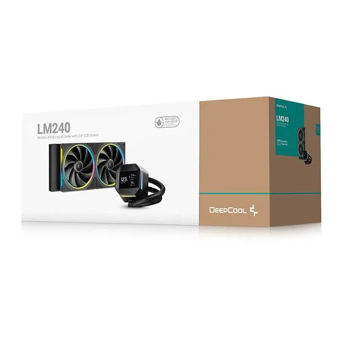 Deepcool LM240 - Watercooling AIO 240 mm - Radiateur avec écran IPS de 2,4 pouces - Pompe 6e génération (2500-3400 tr/min) - Noir Deepcool LM240 - Watercooling AIO 240 mm - Radiateur avec écran IPS de 2,4 pouces - Pompe 6e génération (2500-3400 tr/min) - Noir