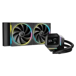 Deepcool LM240 - Watercooling AIO 240 mm - Radiateur avec écran IPS de 2,4 pouces - Pompe 6e génération (2500-3400 tr/min) - Noir