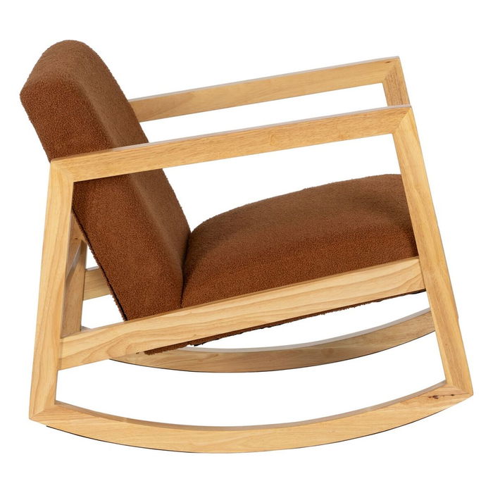 Fauteuil à Bascule Marron Beige Bois d'hévéa Tissu 60 x 83 x 72 cm