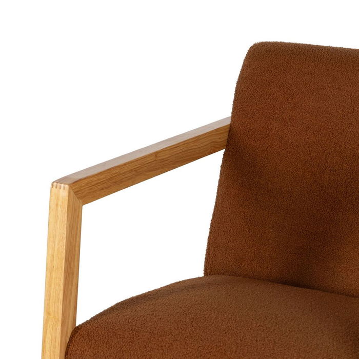 Fauteuil à Bascule Marron Beige Bois d'hévéa Tissu 60 x 83 x 72 cm