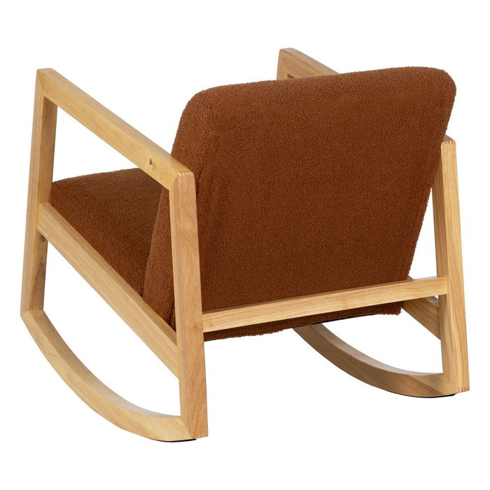 Fauteuil à Bascule Marron Beige Bois d'hévéa Tissu 60 x 83 x 72 cm