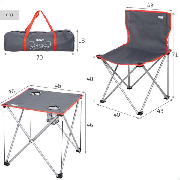Color Baby Aktive-Set Ensemble de Camping avec 2 Chaises et une Table Pliante avec Sac Color Baby Aktive-Set Ensemble de Camping avec 2 Chaises et une Table Pliante avec Sac