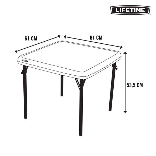 Color Baby Table pour enfants pliable 61 x 61 x 53,5 cm en plastique et acier - À partir de 3 ans