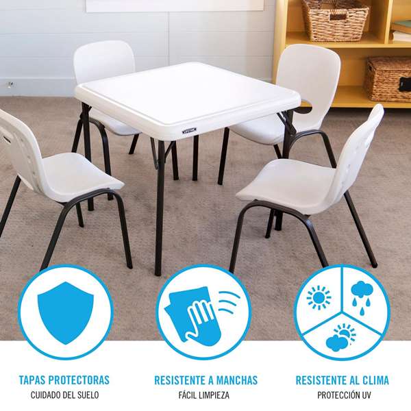 Color Baby Table pour enfants pliable 61 x 61 x 53,5 cm en plastique et acier - À partir de 3 ans