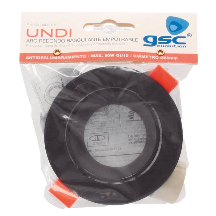 GSC Evolution Anneau basculant rond encastrable Undi Noir anti-éblouissement GSC Evolution Anneau basculant rond encastrable Undi Noir anti-éblouissement