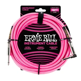 ERNIEBALL Câble d'instrument tressé Jack-Jack mâle 5,49 m - Néon / Rose