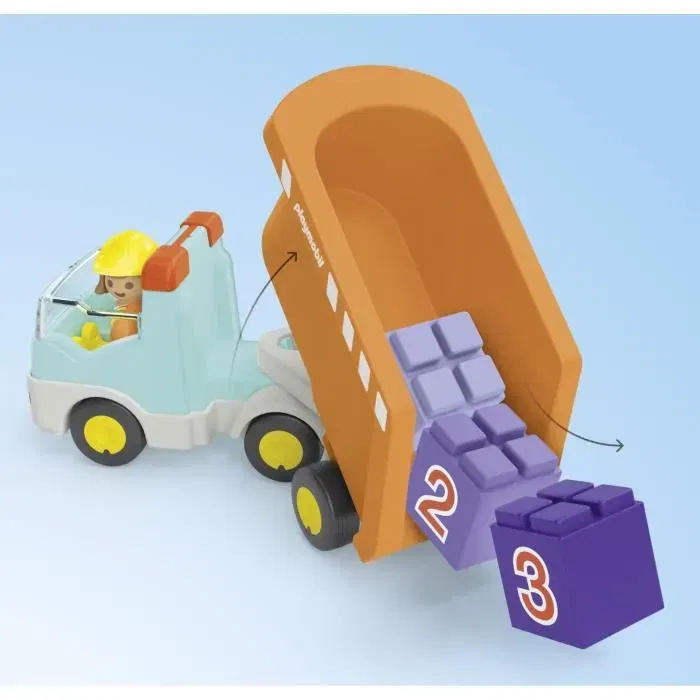 Playmobil Camion Benne Junior, Ref. 71685, Jouet avec Benne Inclinable pour Enfant dès 18 Mois, Développement par le Jeu