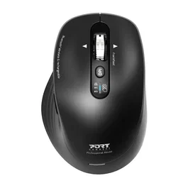 Port Designs Souris sans fil rechargeable BUSINESS 910202 - Bluetooth 5.0, 2.4 GHz, 4000 DPI, clics silencieux, FreeWheel, pour bureau professionnel - Noir