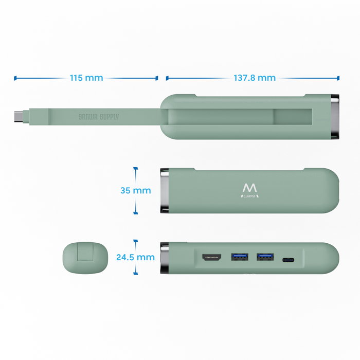 Ewent EW1148 Station d'accueil USB-C Multiport 5-en-1 HDMI 4K 100W PD USB-A LAN Ewent EW1148 Station d'accueil USB-C Multiport 5-en-1 HDMI 4K 100W PD USB-A LAN
