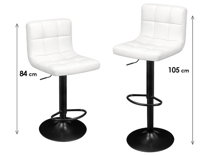 GIFTDECOR Tabouret rembourré avec dossier blanc, lot de 2 GIFTDECOR Tabouret rembourré avec dossier blanc, lot de 2