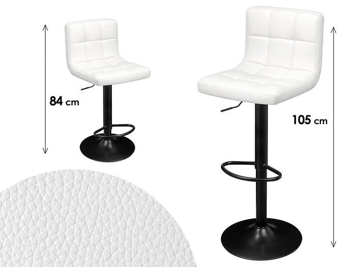 GIFTDECOR Tabouret rembourré avec dossier blanc, lot de 2 GIFTDECOR Tabouret rembourré avec dossier blanc, lot de 2