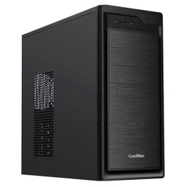 Coolbox F800 Boîtier PC ATX Bureau Noir avec Alimentation 500W, USB 3.0, Refroidissement Liquide, 7 Emplacements Extension