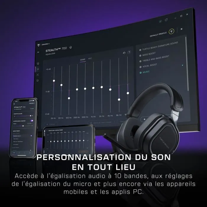 Turtle Beach Casque Gaming Sans Fil Stealth 700PC (Gen3) - Noir - Bluetooth, Microphone, pour PC, PlayStation, Steam Deck et Mobile