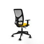 Chaise Motilla Synchro 3 positions tissu Jaune Maille Blanc Base pyramidale noire Accoudoir 1D Sans appui-tête Roulettes 65mm nylon