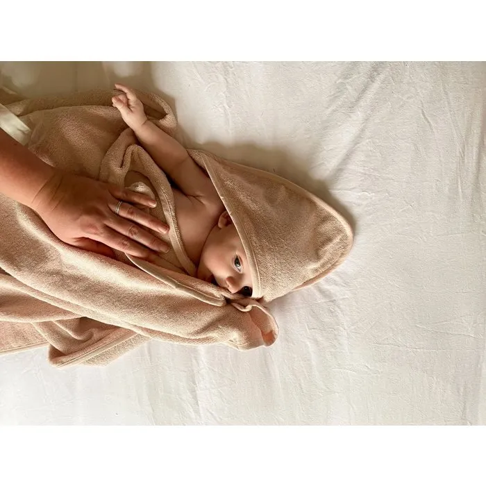 Candide Drap de bain XXL Parent Bébé 2-en-1 cape et tablier 100x100 cm rose tendre