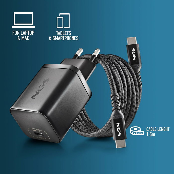 Chargeur mural NGS GAN ULTRARAP 65W Noir 1,5 m