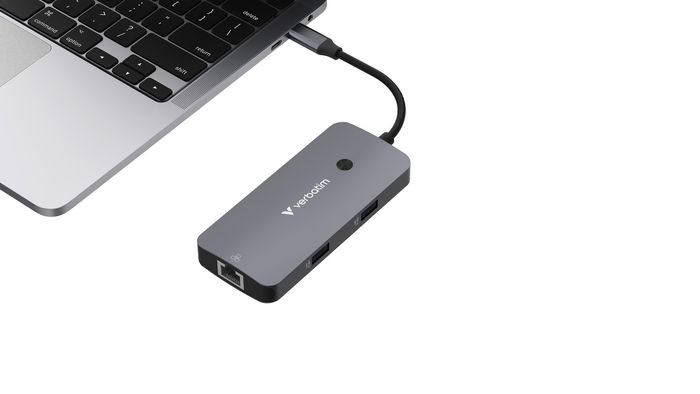 Verbatim Hub Pro Multiports USB-C CMH-05 - Hub USB-C 5 Ports avec HDMI 4K, Gigabit Ethernet, USB-A 3.2 Gen 1 et USB-C Power Delivery (PD 85W)