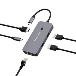 Verbatim Hub Pro Multiports USB-C CMH-05 - Hub USB-C 5 Ports avec HDMI 4K, Gigabit Ethernet, USB-A 3.2 Gen 1 et USB-C Power Delivery (PD 85W)