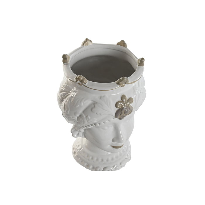 Cache-pot Home ESPRIT Blanc Beige Porcelaine 15 x 15 x 26.5 cm (2 Unités)