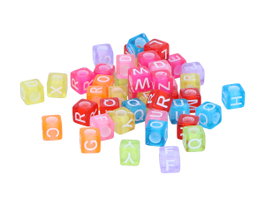 Innspiro Perles Cubes Lettres Plastique Mix Couleurs Pastel 6x6mm 300u. Sac Suspendu