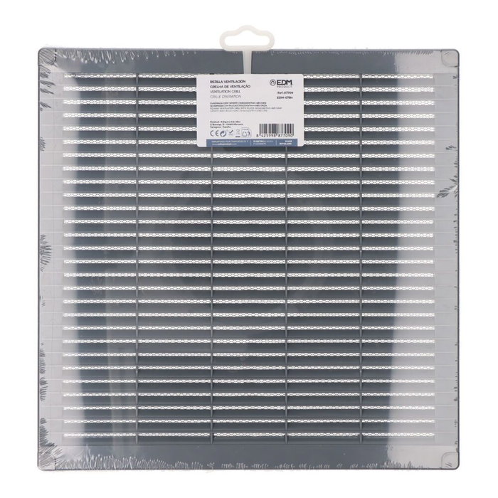 Edm Grille de ventilation carrée ABS gris 300x300x7 mm avec bouchons et moustiquaire