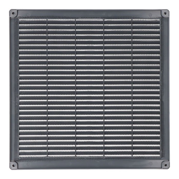 Edm Grille de ventilation carrée ABS gris 300x300x7 mm avec bouchons et moustiquaire