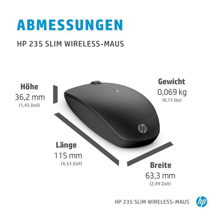 HP 235 Slim Souris sans fil noire HP 235 Slim Souris sans fil noire