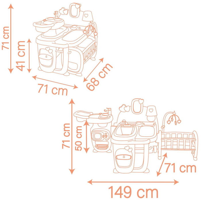 Smoby Baby Nurse Grande maison des bébés pliable avec 19 accessoires
