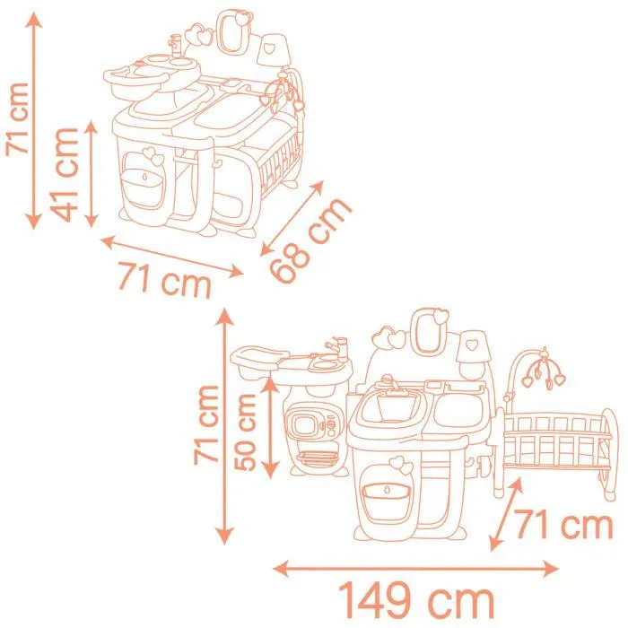 Smoby - Baby Nurse - Grande Maison de Poupée Plébiscitée - 3 Pièces et 19 Accessoires pour S'Occuper du Bébé - Jeu d'Imitation pour Enfants Dès 3 Ans
