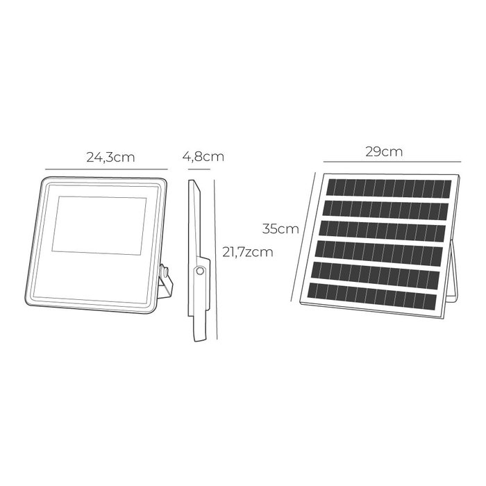 Edm Projecteur LED Solaire 200W 1800lm 6500K Lumière Froide IP65 avec Panneau Solaire et Télécommande