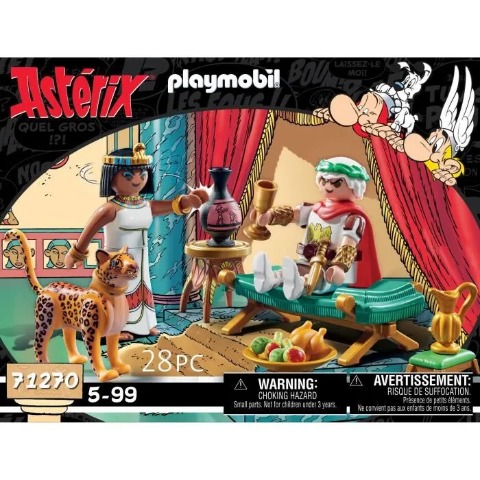 Playmobil 71270 - Figurines Playmobil Astérix, César et Cléopâtre avec Léopard et Accessoires - Jeu de Construction pour Enfants à Partir de 5 Ans