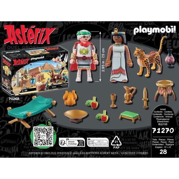 Playmobil 71270 - Figurines Playmobil Astérix, César et Cléopâtre avec Léopard et Accessoires - Jeu de Construction pour Enfants à Partir de 5 Ans