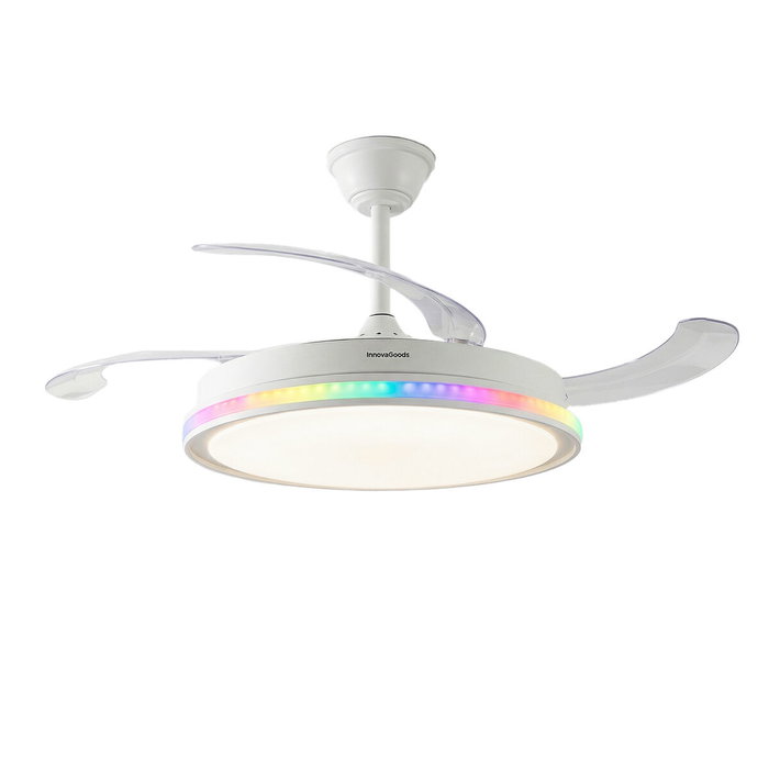 Ventilateur de plafond avec lumière LED RGB, 4 pales rétractables et télécommande InnovaGoods