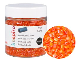 Innspiro Perles de rocaille cylindriques orange aurora boreale 2x2mm 100g