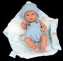 Muñecas Arias Poupée Elegance 30 cm, poupon fille bleu avec porte-bébé, corps en vinyle, langage espagnol