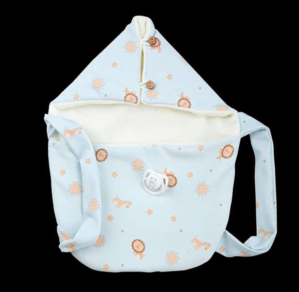 Muñecas Arias Poupée Elegance 30 cm, poupon fille bleu avec porte-bébé, corps en vinyle, langage espagnol