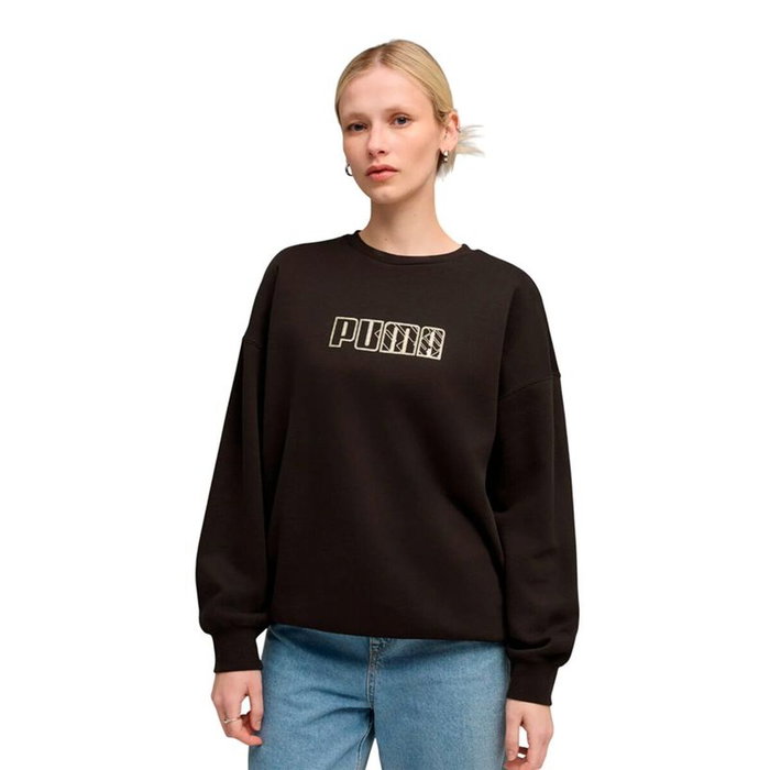 Sweat sans capuche femme Puma Maximal Metallic Oversized Crew FL Noir S