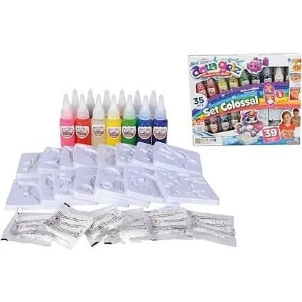 Simba Aqua Gelz - Kit créatif enfant de 8 ans et plus pour création de figurines 3D - Set colossal avec 13 tubes de gel, 16 moules et accessoires