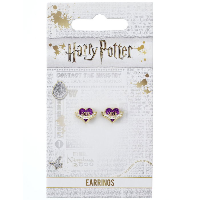 THE CARAT SHOP Boucles d'oreilles 'Potion d'Amour' Harry Potter en alliage plaqué or avec détail émaillé - Environ 10 mm
