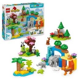 LEGO DUPLO 10446 Ma Ville Familles d'animaux sauvages 3-en-1 - Jeu d'éveil avec 10 animaux pour enfants 2 ans et plus