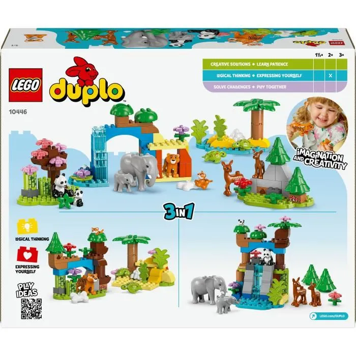 LEGO DUPLO 10446 Ma Ville Familles d'animaux sauvages 3-en-1 - Jeu d'éveil avec 10 animaux pour enfants 2 ans et plus