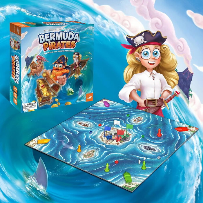 SD GAMES - Bermuda Piratas - Jeu de plateau familial en espagnol pour 2 à 4 joueurs, à partir de 7 ans, avec mécanisme magnétique