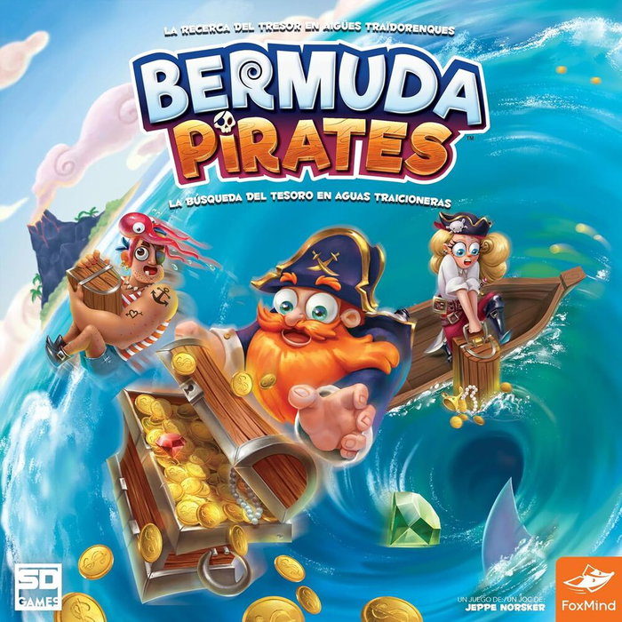 SD GAMES - Bermuda Piratas - Jeu de plateau familial en espagnol pour 2 à 4 joueurs, à partir de 7 ans, avec mécanisme magnétique