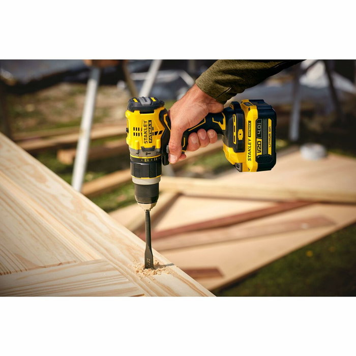 STANLEY FATMAX SFMCD721M2K-QW Perceuse visseuse à percussion V20 18V Brushless 80Nm avec 2x4Ah STANLEY FATMAX SFMCD721M2K-QW Perceuse visseuse à percussion V20 18V Brushless 80Nm avec 2x4Ah