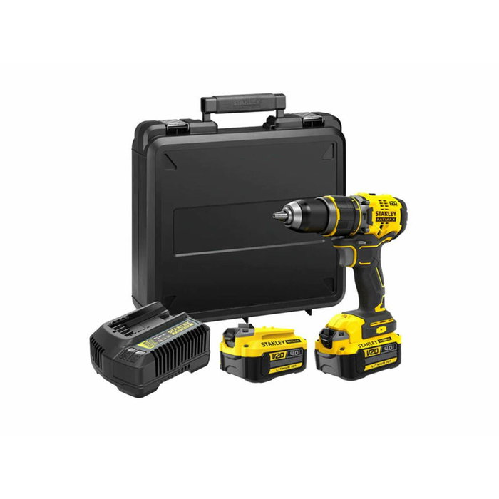 STANLEY FATMAX SFMCD721M2K-QW Perceuse visseuse à percussion V20 18V Brushless 80Nm avec 2x4Ah STANLEY FATMAX SFMCD721M2K-QW Perceuse visseuse à percussion V20 18V Brushless 80Nm avec 2x4Ah